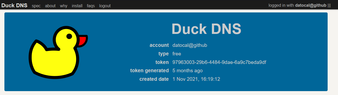 Duckdns settings